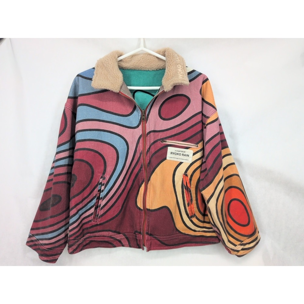 Ryoko Rain 70s Work Jacket Reversible Small Full Zip Multicolor Streetwear LA